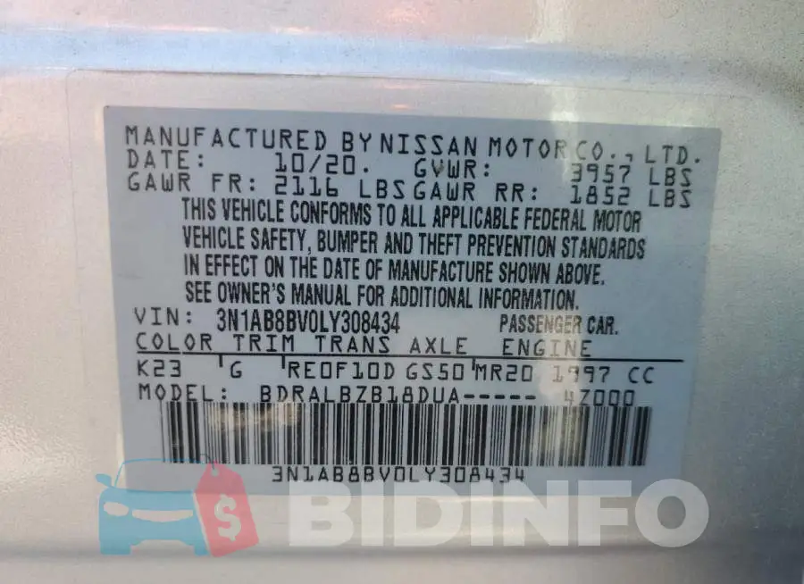 3N1AB8BV0LY308434 Photo# 10