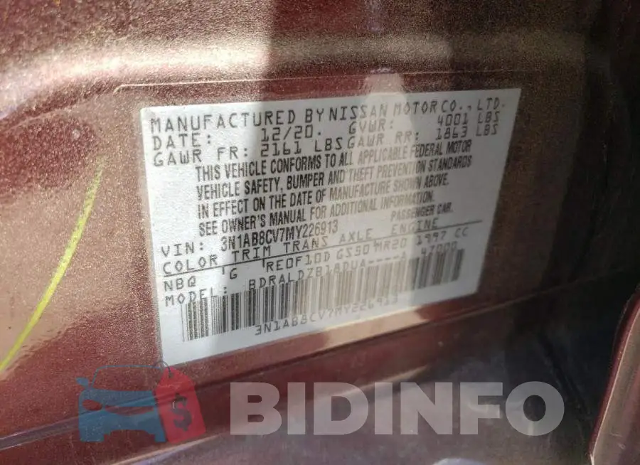 3N1AB8CV7MY226913 Photo# 10