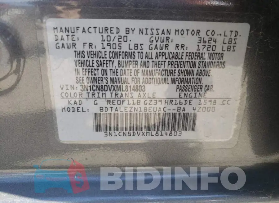 3N1CN8DVXML814803 Photo# 10