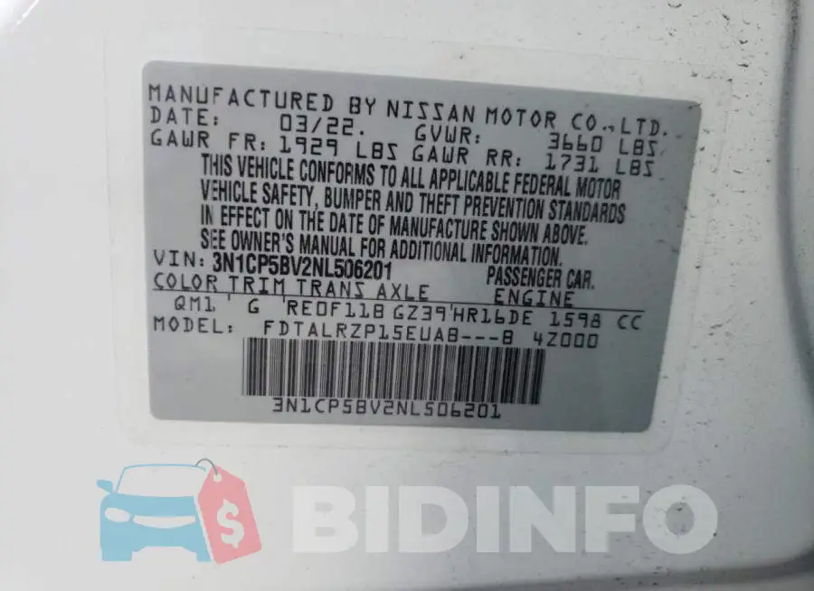 3N1CP5BV2NL506201 Photo# 10