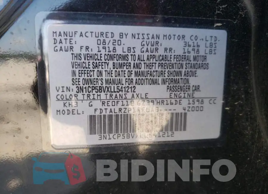 3N1CP5BVXLL541212 Photo# 10