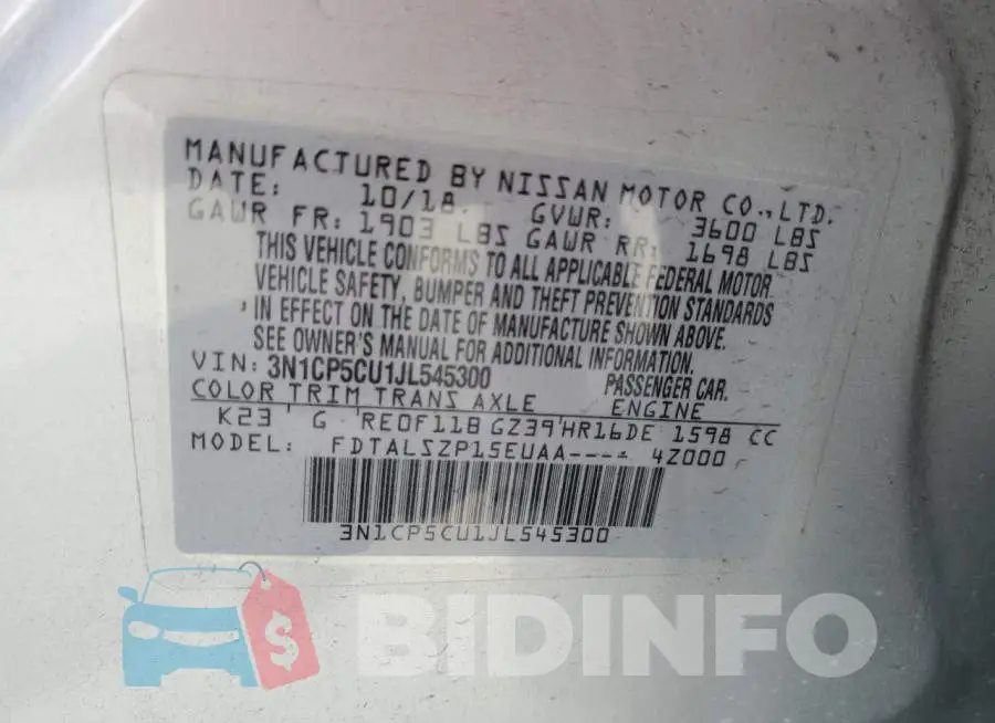 3N1CP5CU1JL545300 Photo# 10