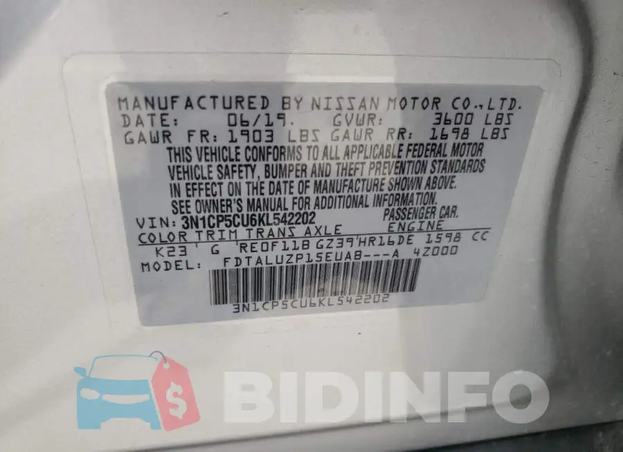 3N1CP5CU6KL542202 Photo# 10