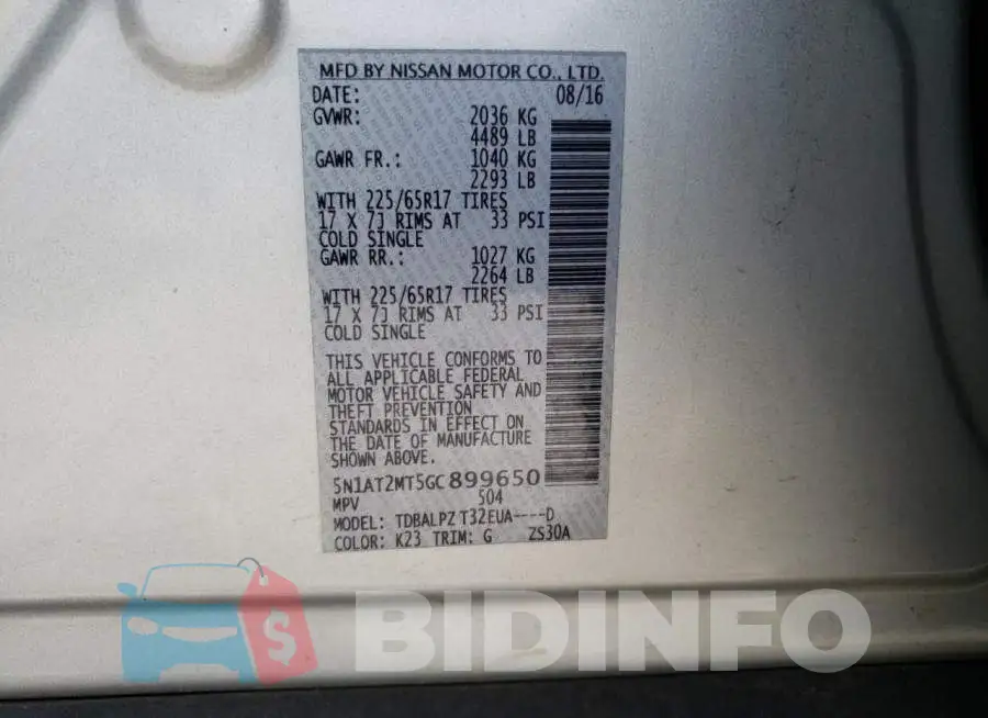 5N1AT2MT5GC899650 Photo# 10