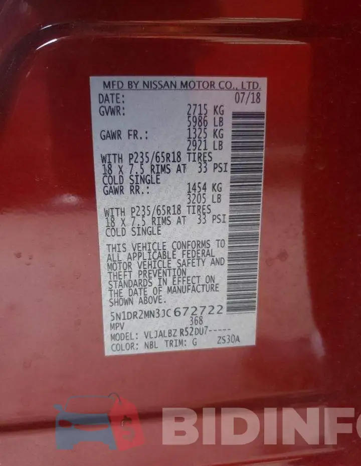 5N1DR2MN3JC672722 Photo# 10