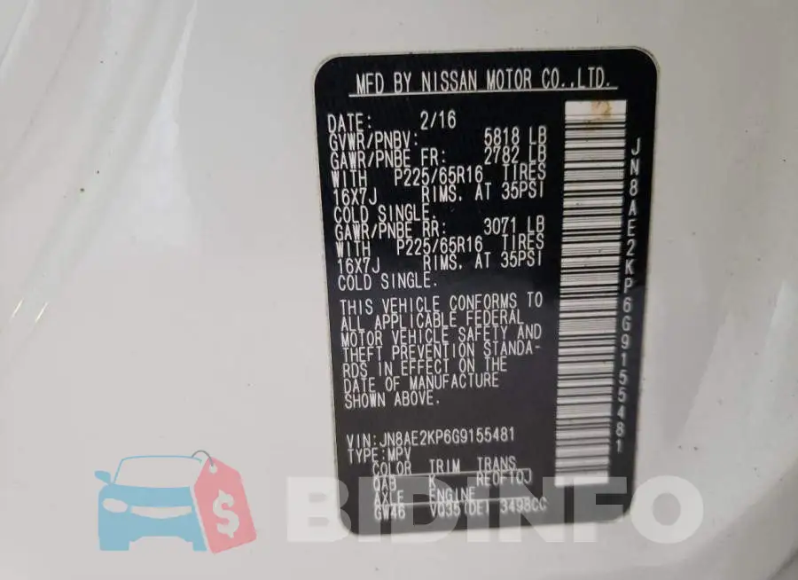 JN8AE2KP6G9155481 Photo# 10
