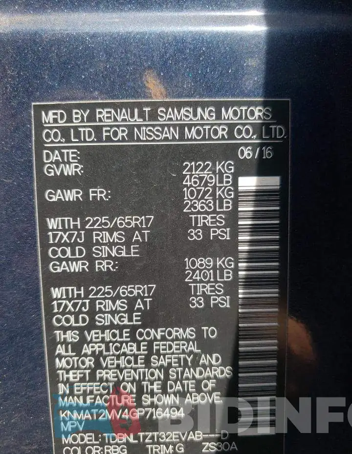 KNMAT2MV4GP716494 Photo# 10