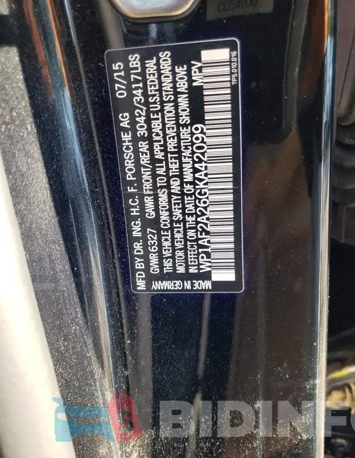 WP1AF2A26GKA42099 Photo# 10