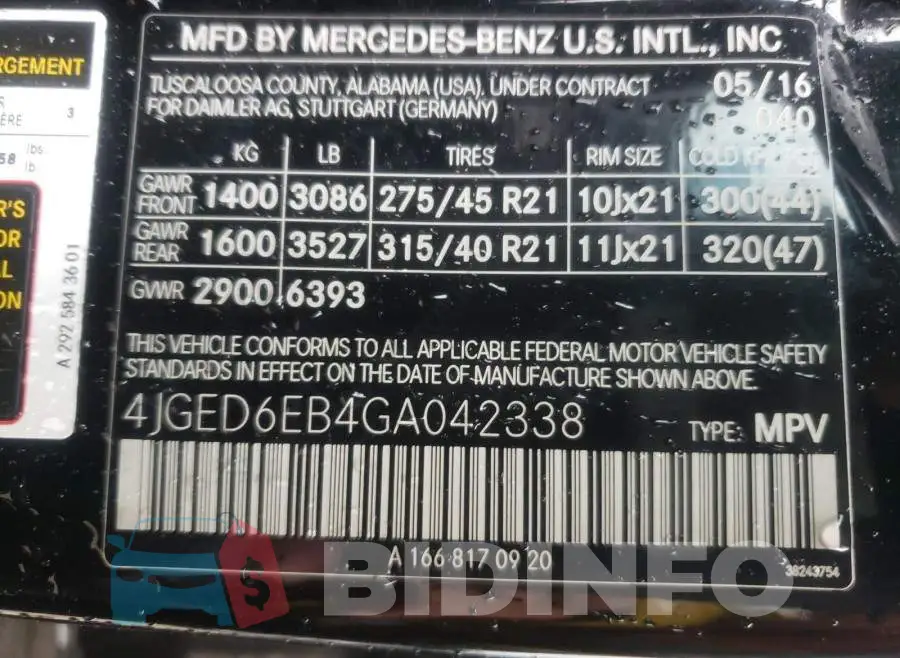 4JGED6EB4GA042338 Photo# 10