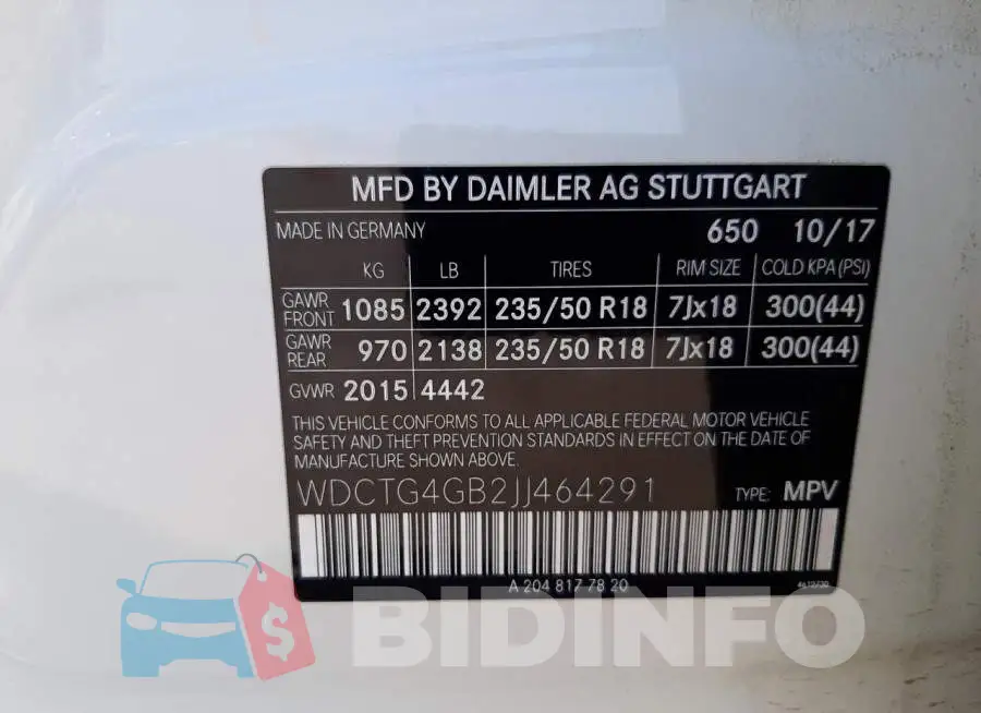 WDCTG4GB2JJ464291 Photo# 10