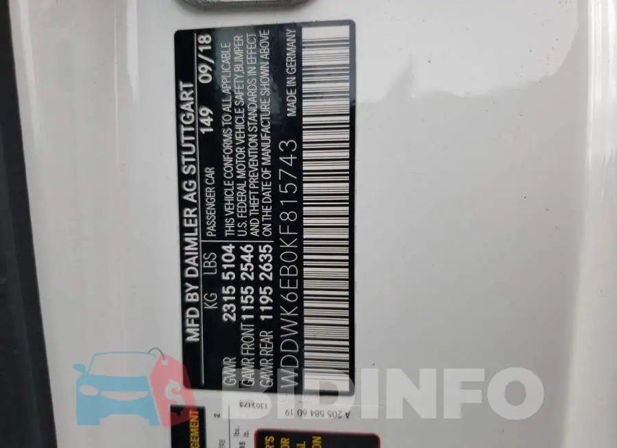WDDWK6EB0KF815743 Photo# 10