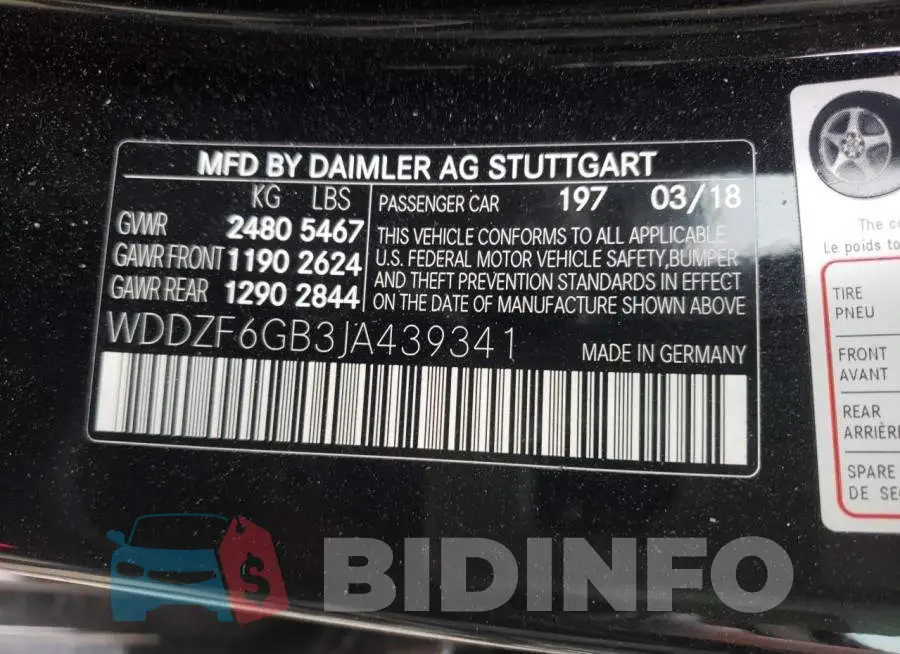 WDDZF6GB3JA439341 Photo# 10