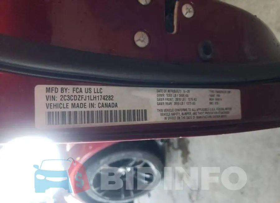 2C3CDZFJ1LH174282 Photo# 10