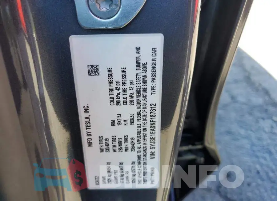 5YJ3E1EA8NF187812 Photo# 10