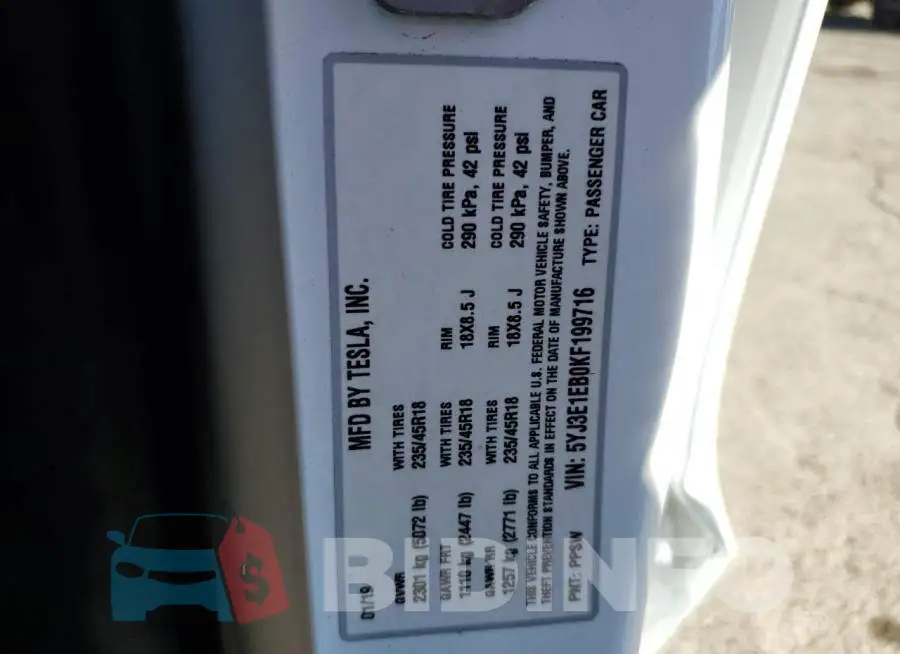 5YJ3E1EB0KF199716 Photo# 10