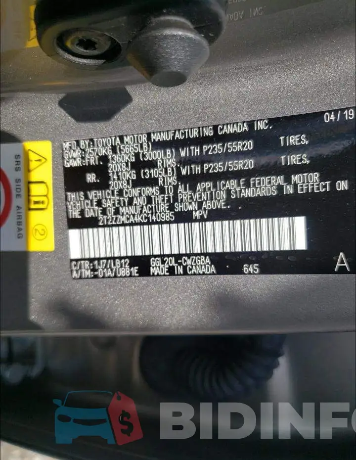 2T2ZZMCA4KC140985 Photo# 10