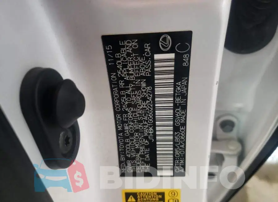 JTHBK1GG6G2234278 Photo# 10