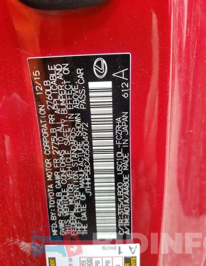 JTHHP5BC4G5004972 Photo# 10