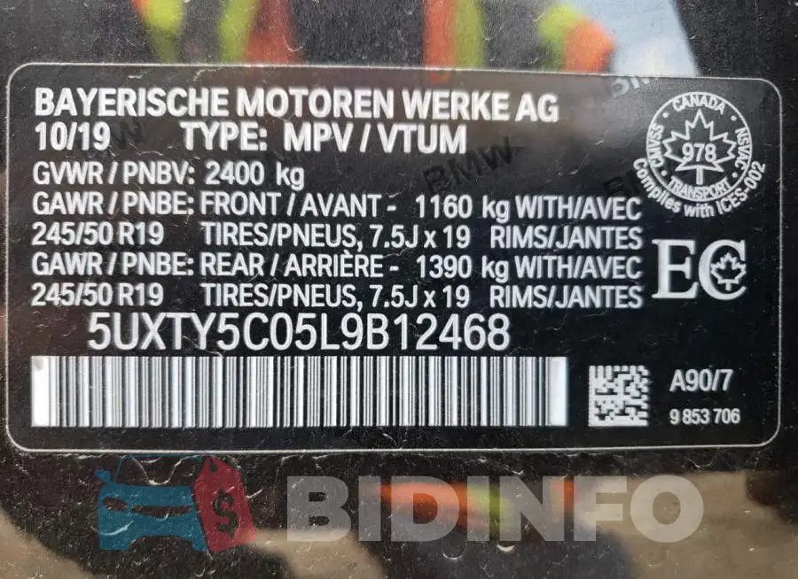 5UXTY5C05L9B12468 Photo# 10