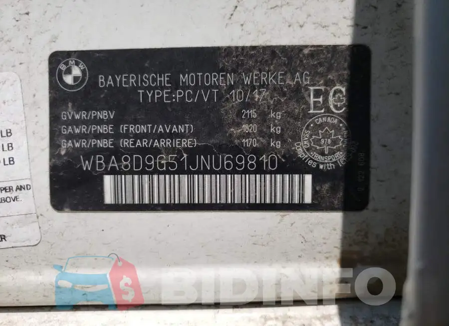 WBA8D9G51JNU69810 Photo# 10