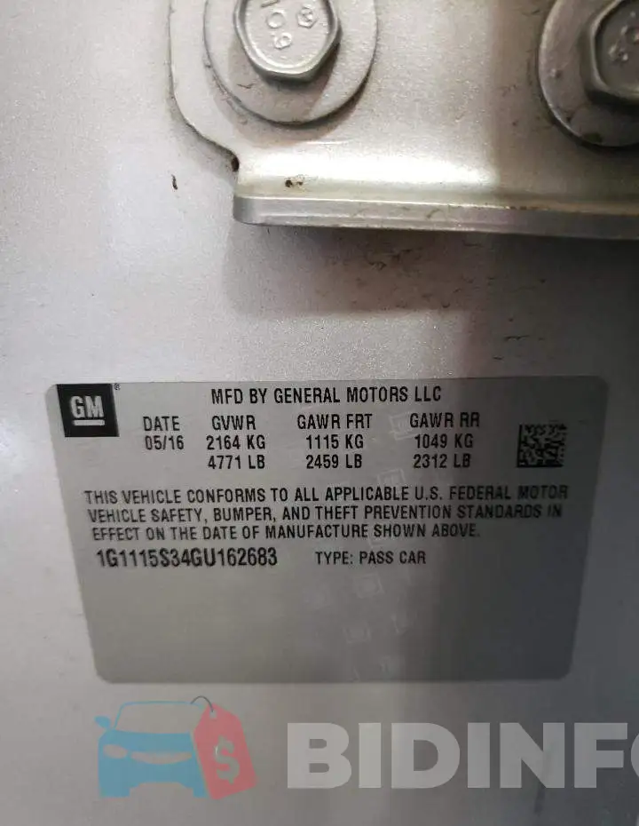 1G1115S34GU162683 Photo# 10