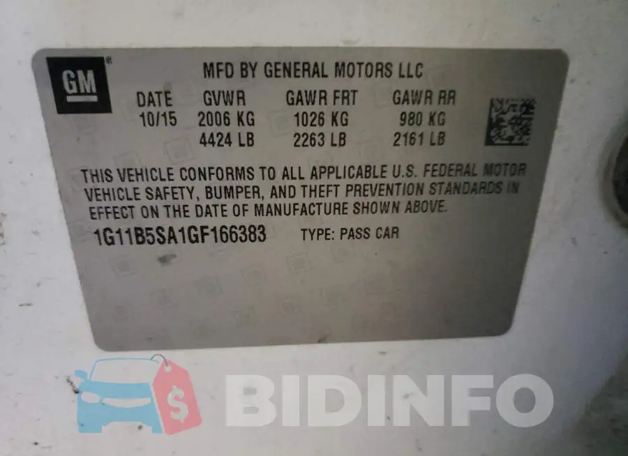 1G11B5SA1GF166383 Photo# 10