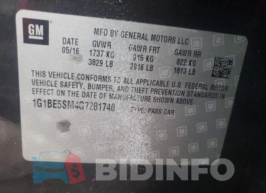 1G1BE5SM4G7281740 Photo# 10