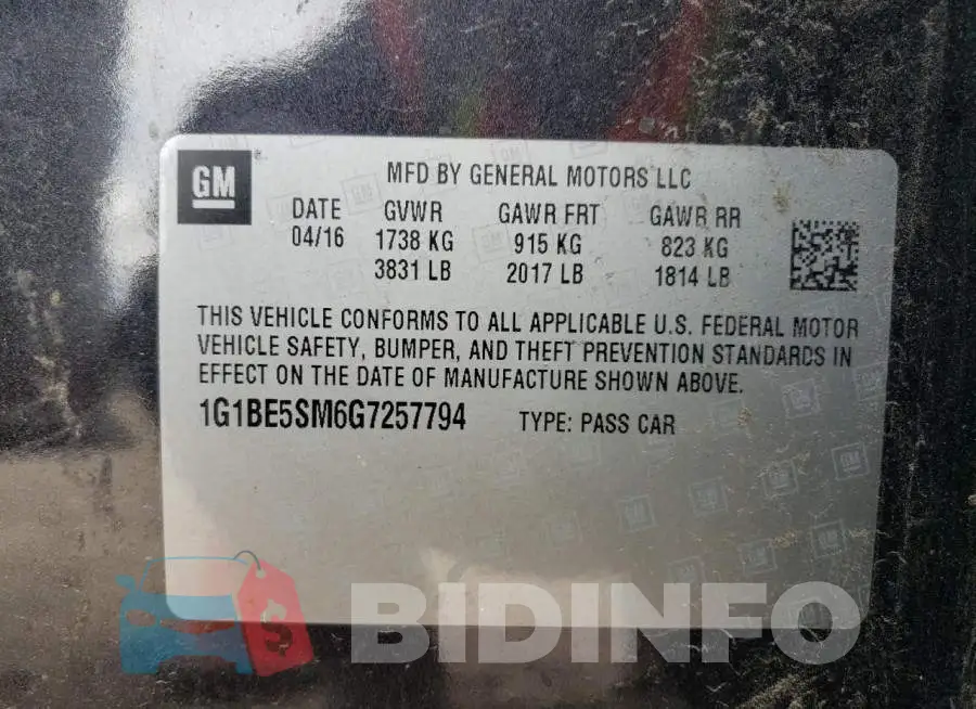 1G1BE5SM6G7257794 Photo# 10