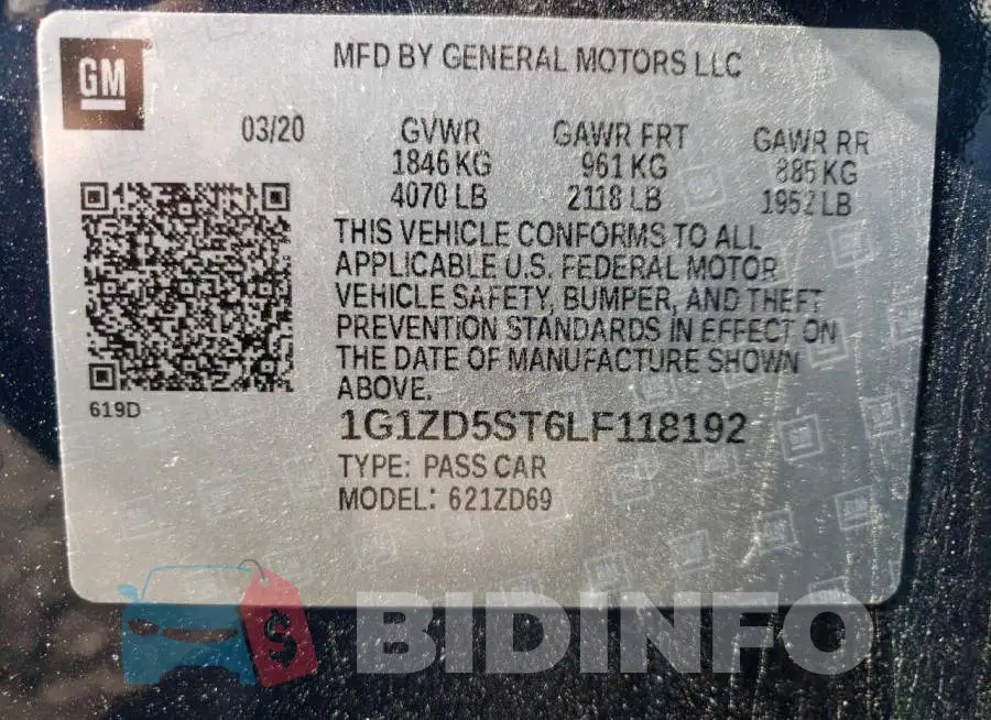 1G1ZD5ST6LF118192 Photo# 10