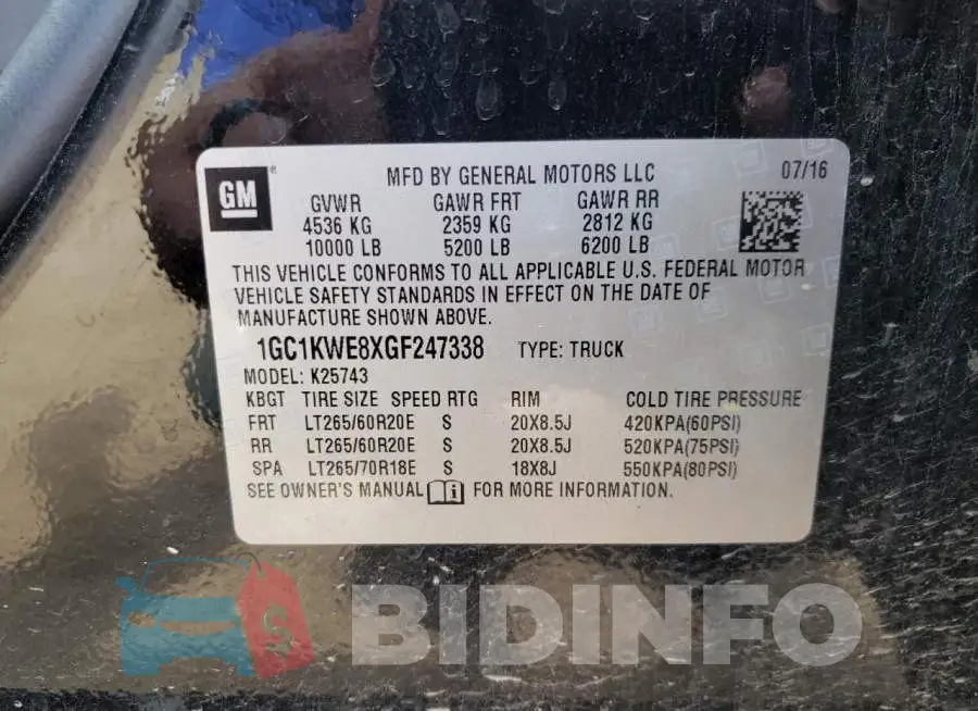 1GC1KWE8XGF247338 Photo# 10