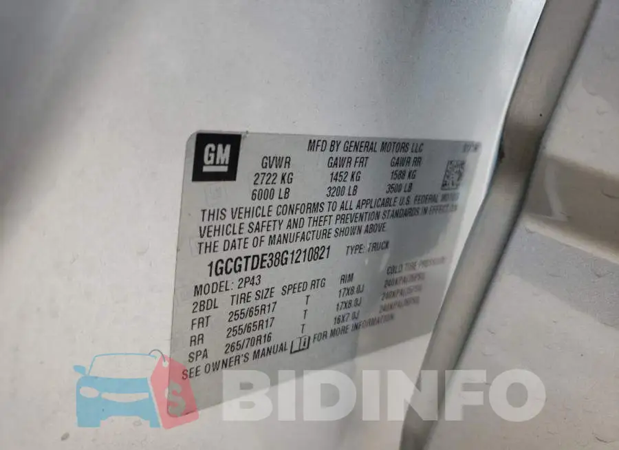 1GCGTDE38G1210821 Photo# 10