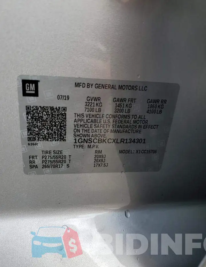 1GNSCBKCXLR134301 Photo# 10