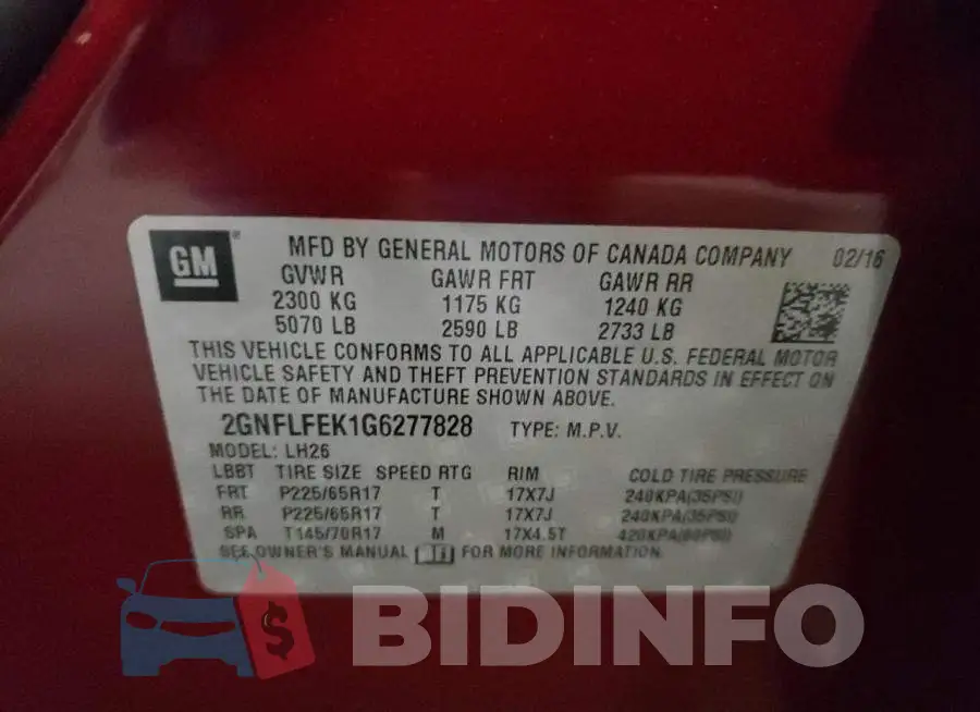2GNFLFEK1G6277828 Photo# 10