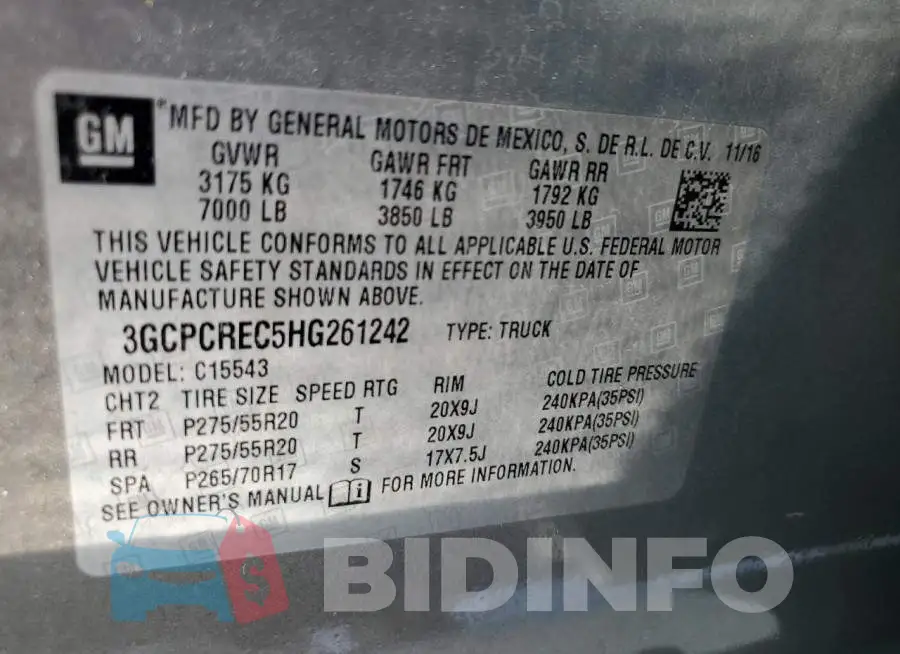 3GCPCREC5HG261242 Photo# 10