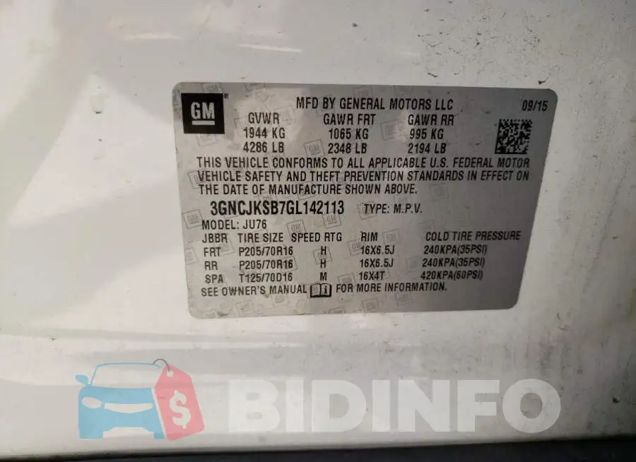 3GNCJKSB7GL142113 Photo# 10