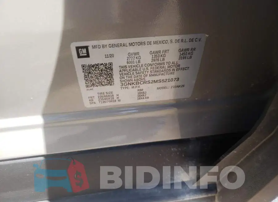 3GNKBCRS2MS521073 Photo# 10