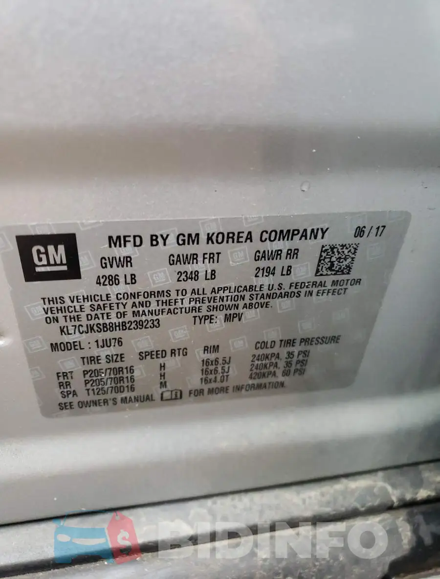 KL7CJKSB8HB239233 Photo# 10
