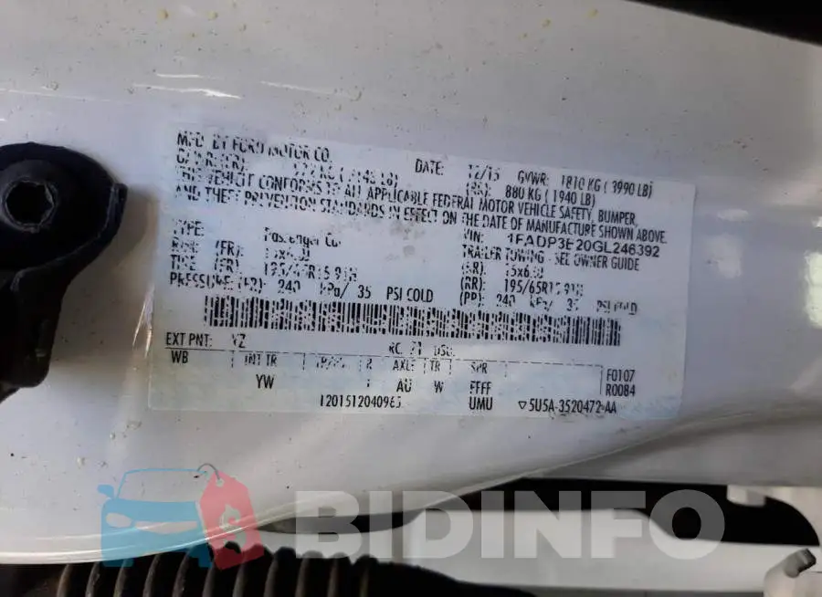 1FADP3E20GL246392 Photo# 10