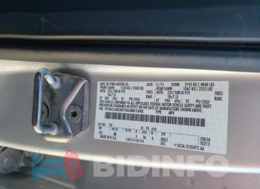 1FMCU9G97GUB61292 Photo# 10