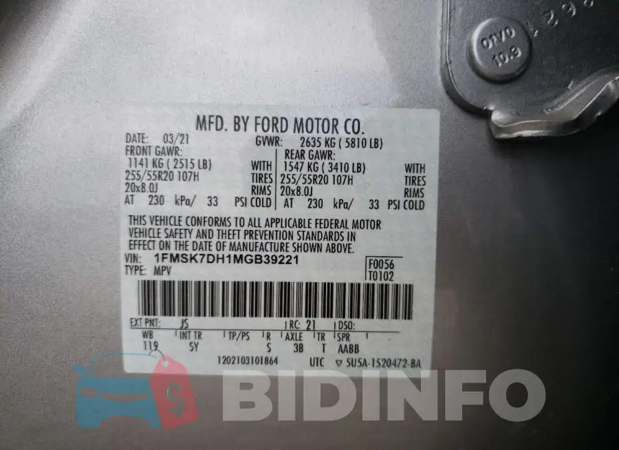 1FMSK7DH1MGB39221 Photo# 10