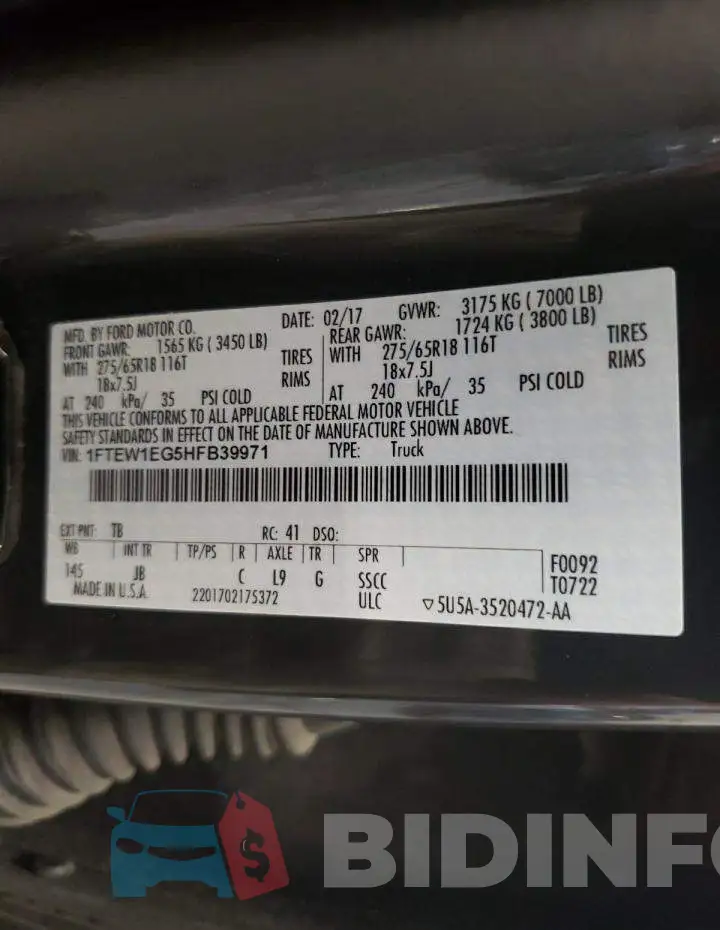 1FTEW1EG5HFB39971 Photo# 10
