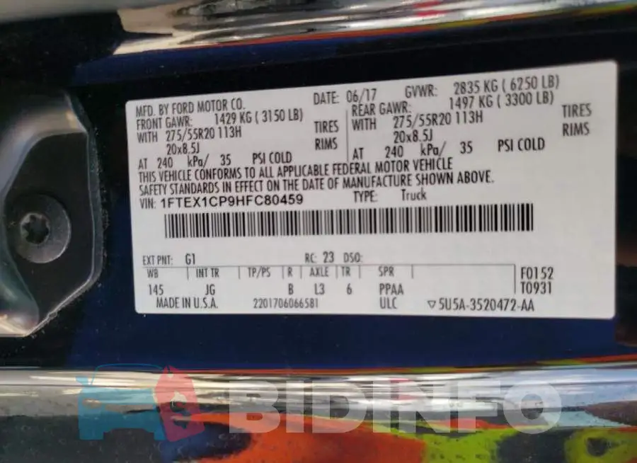 1FTEX1CP9HFC80459 Photo# 10