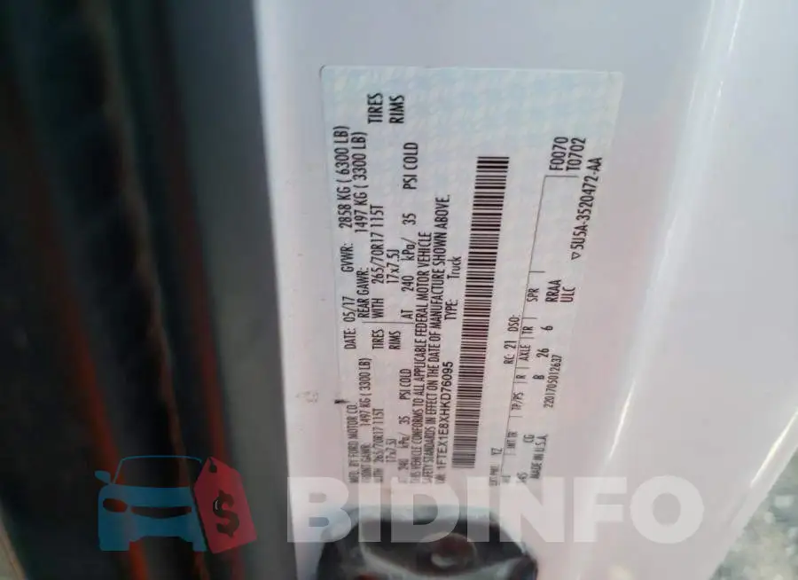 1FTEX1E8XHKD76095 Photo# 10