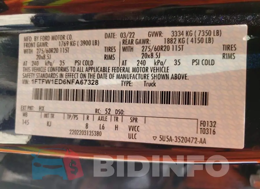 1FTFW1ED6NFA67328 Photo# 10