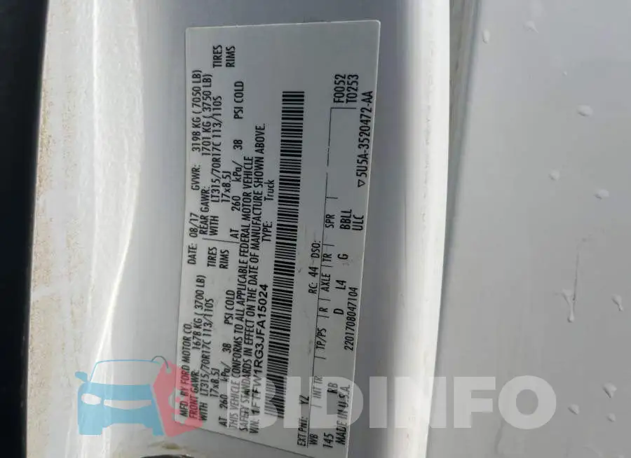 1FTFW1RG3JFA15024 Photo# 10