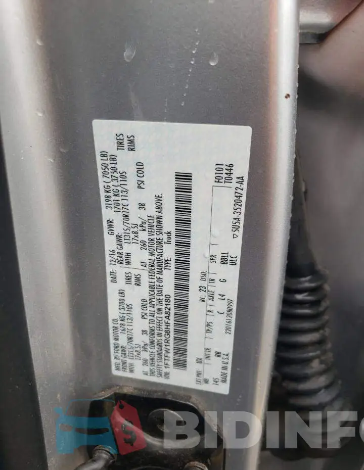 1FTFW1RG8HFA82180 Photo# 10