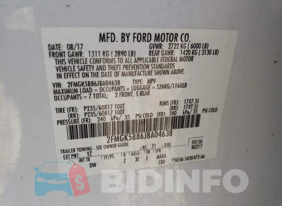 2FMGK5B86JBA04638 Photo# 10