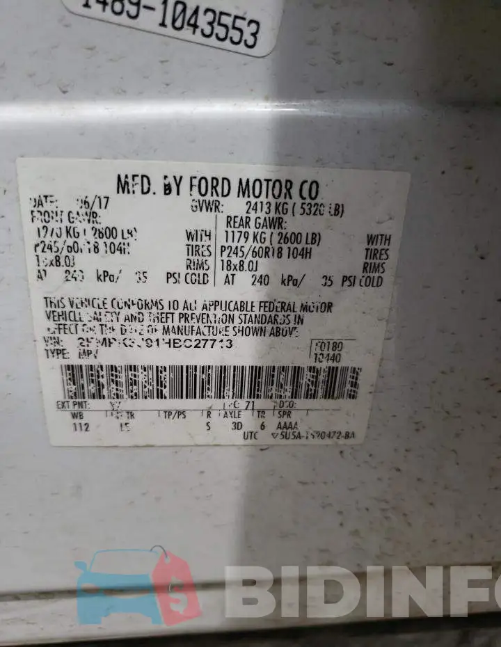 2FMPK3J91HBC27713 Photo# 10