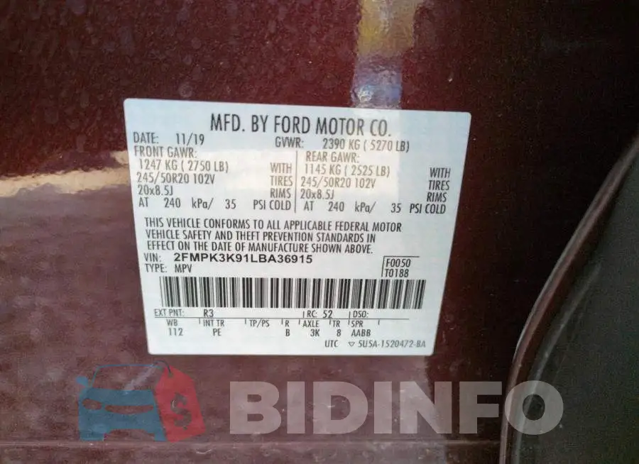 2FMPK3K91LBA36915 Photo# 10