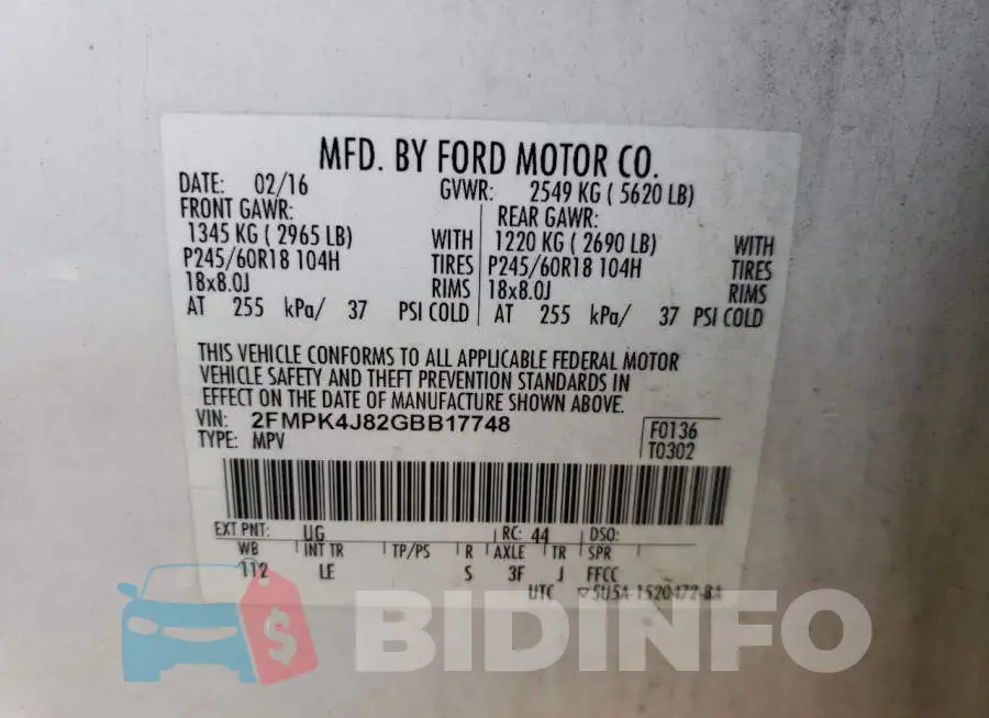 2FMPK4J82GBB17748 Photo# 10